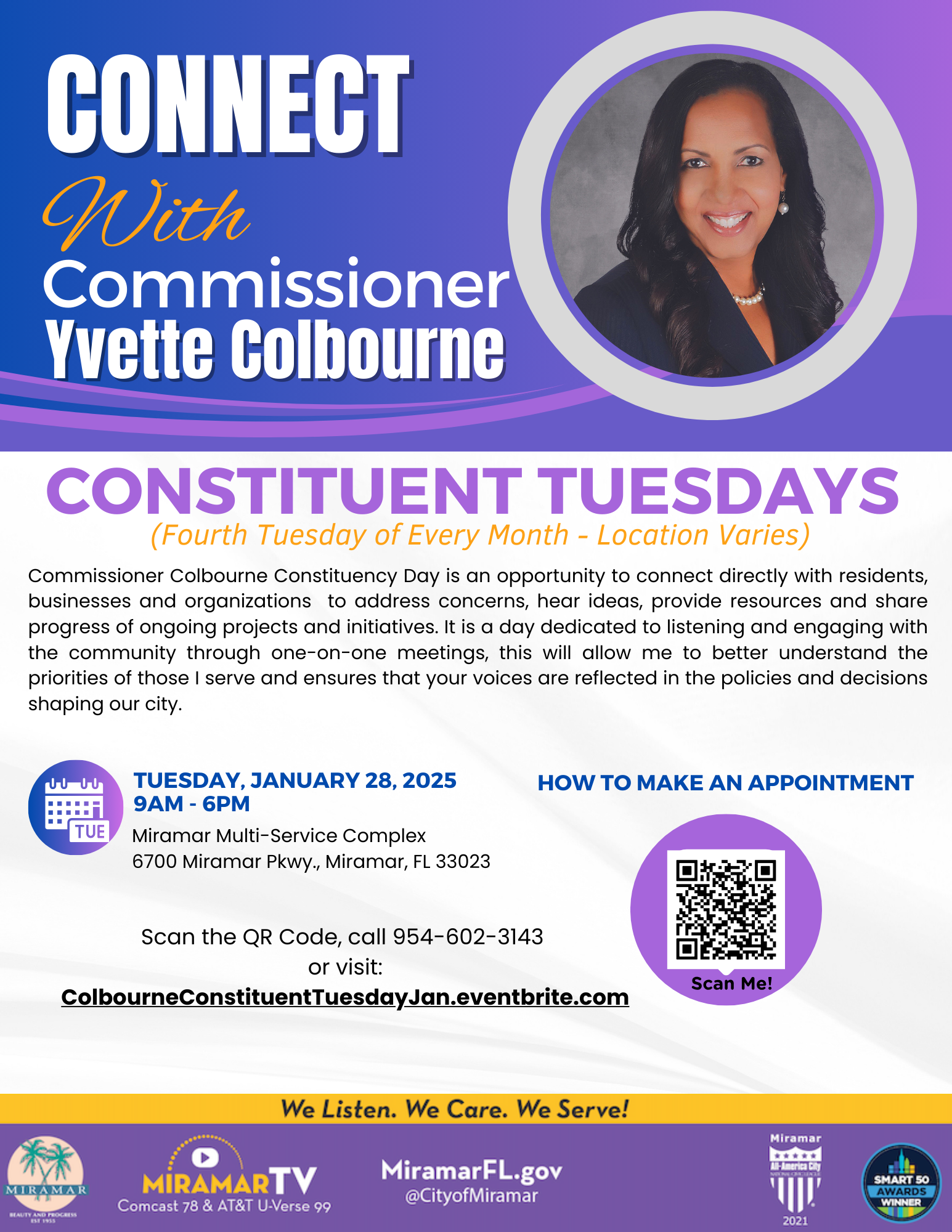 January 28, 2025 Constituent Tuesday Flyer from 9AM to 6PM at Multi Service Complex