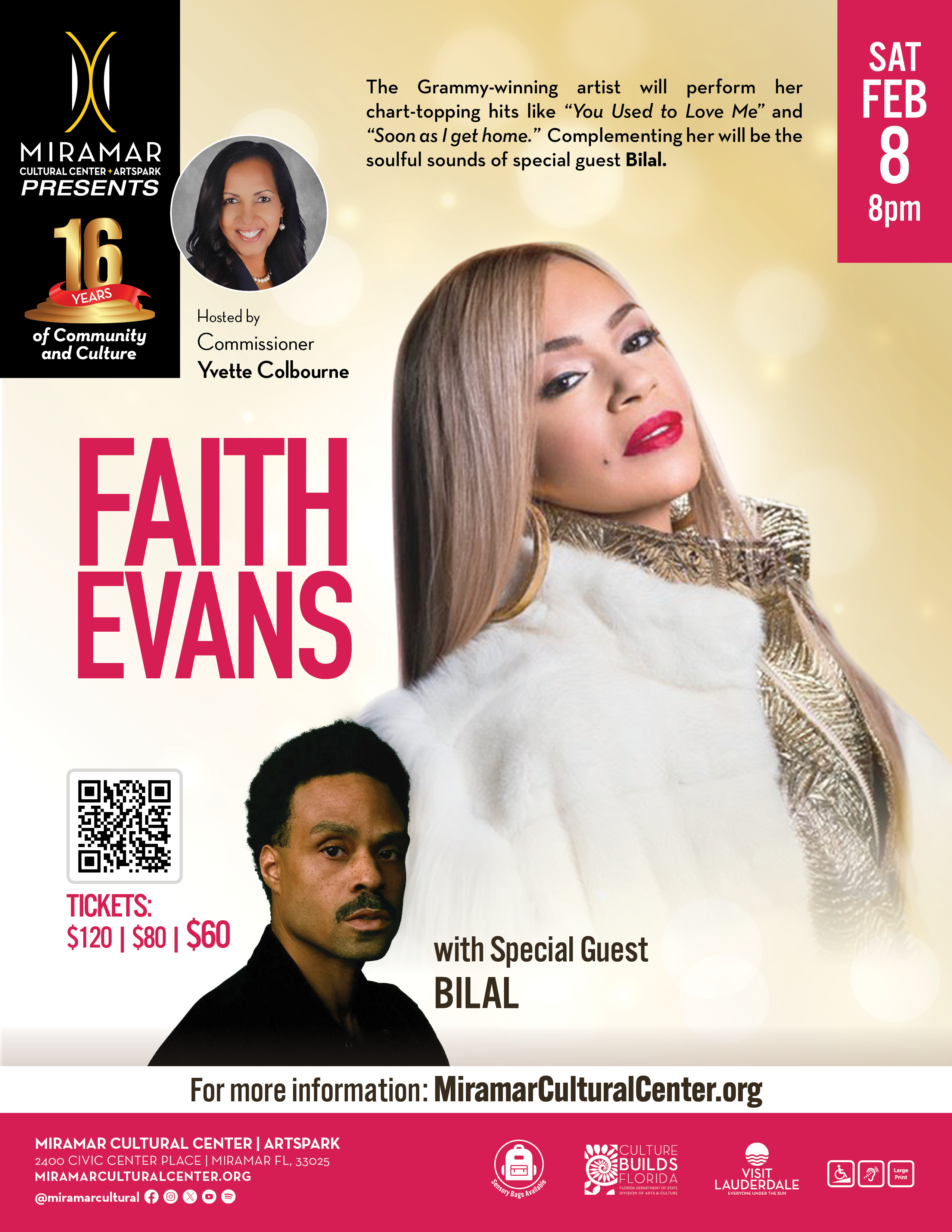 Flyer promoting Faith Evans performance at MCC in February 