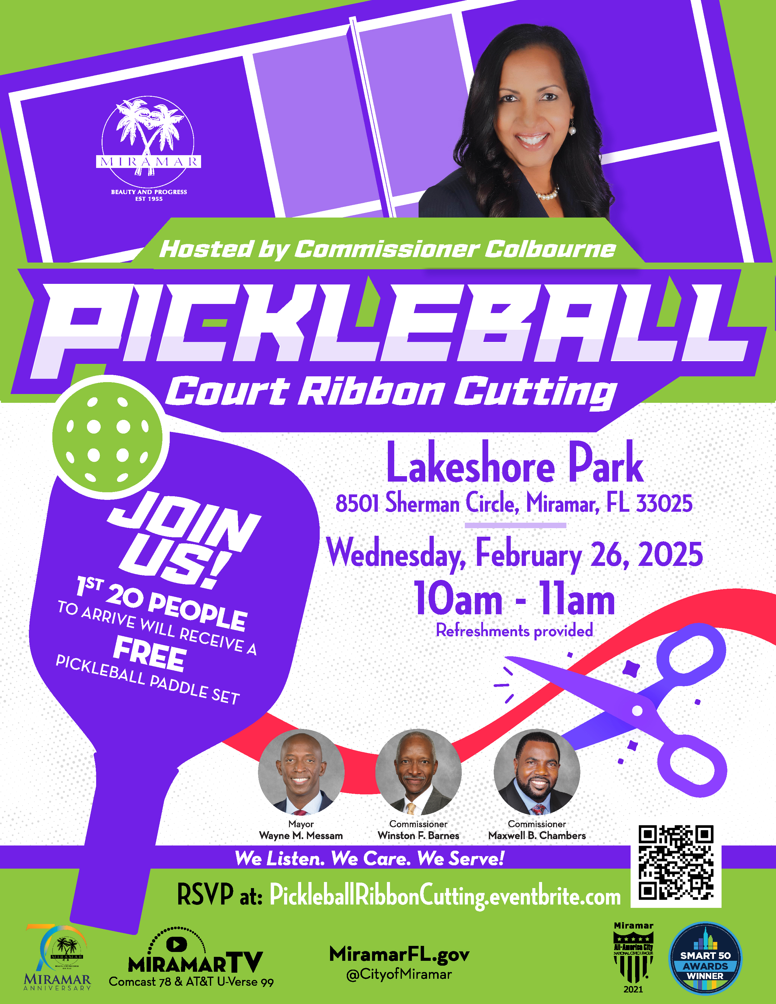 Pickleball Court Ribbon Cutting Flyer on Wednesday, February 26 at 10AM.