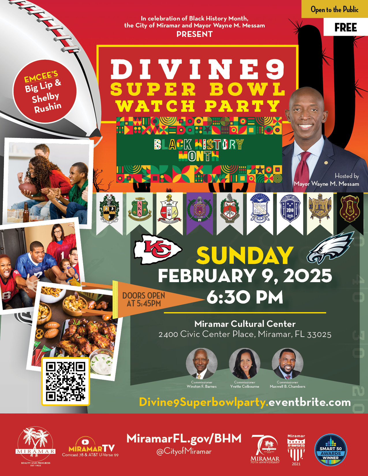 Divine 9 Superbowl Flyer hosted by Mayor Wayne Messam