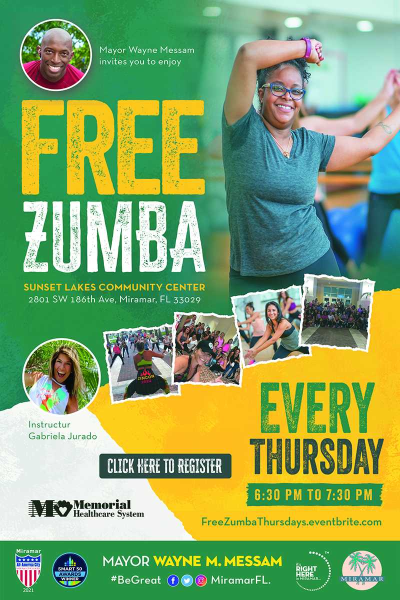 Zumba Flyer hosted by Wayne Messam weekly