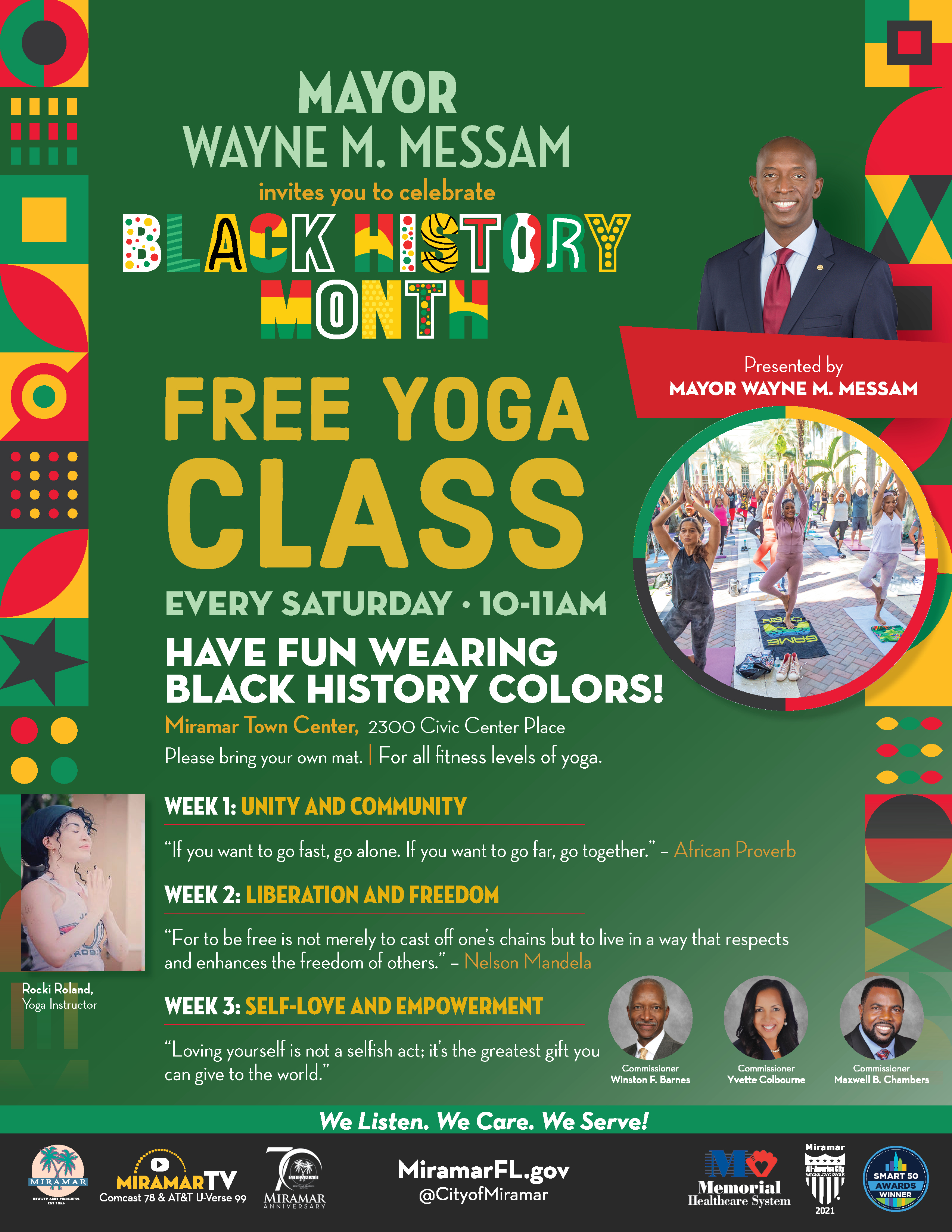 Flyer about yoga classes during black history month 