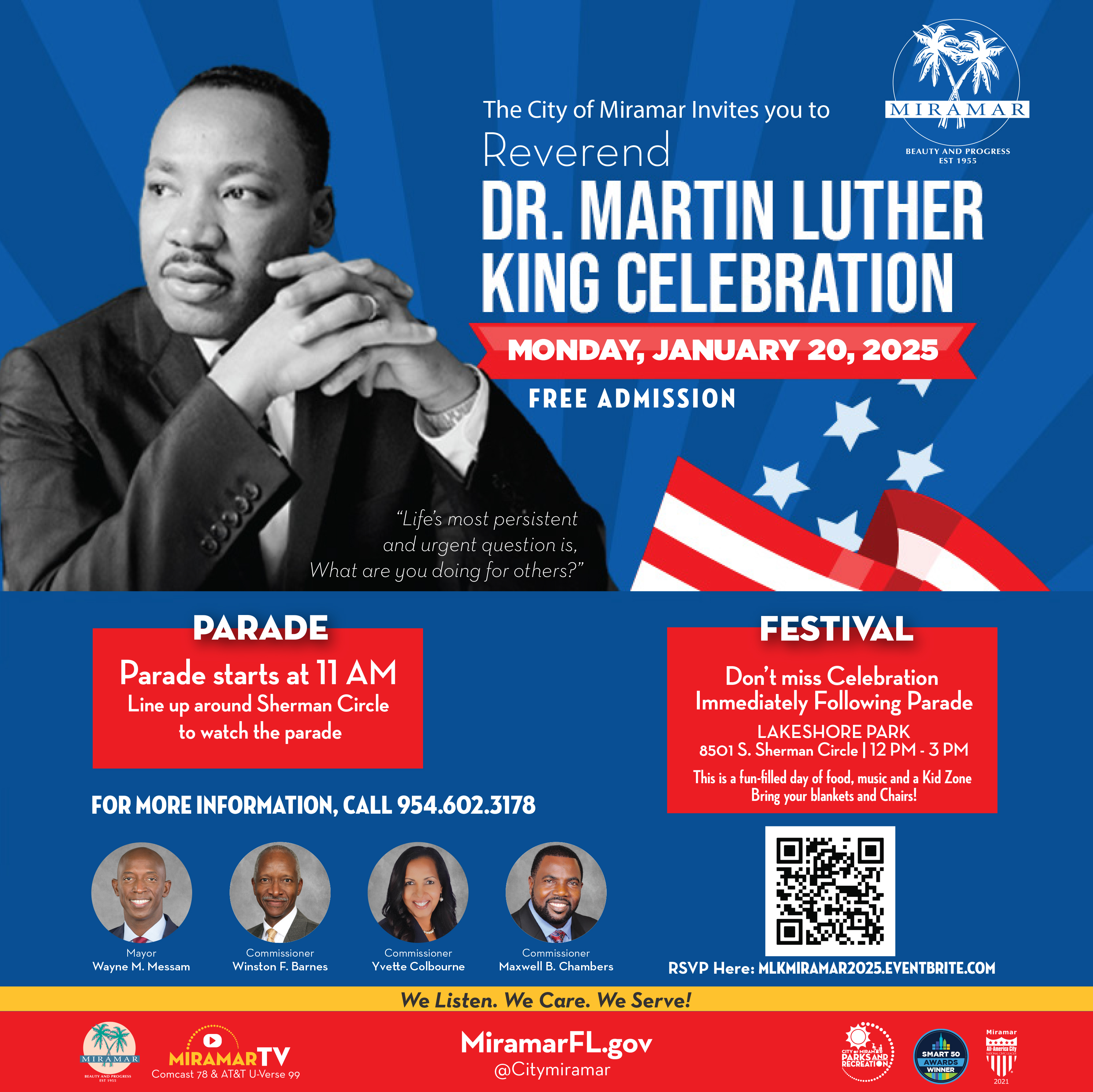 Flyer about the MLK Parade and Festival on Monday, January 20th at 