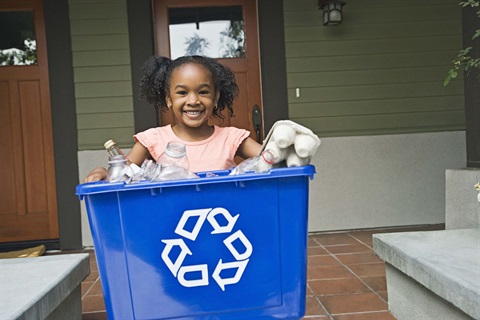 Child with Recylcng Bin