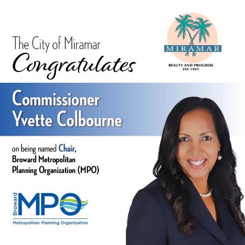 Photo Congratulating Commissioner Colbourne on her appointment to MPO Chair