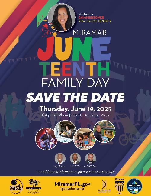 Juneteenth event save the date flyer for June 19, 2025